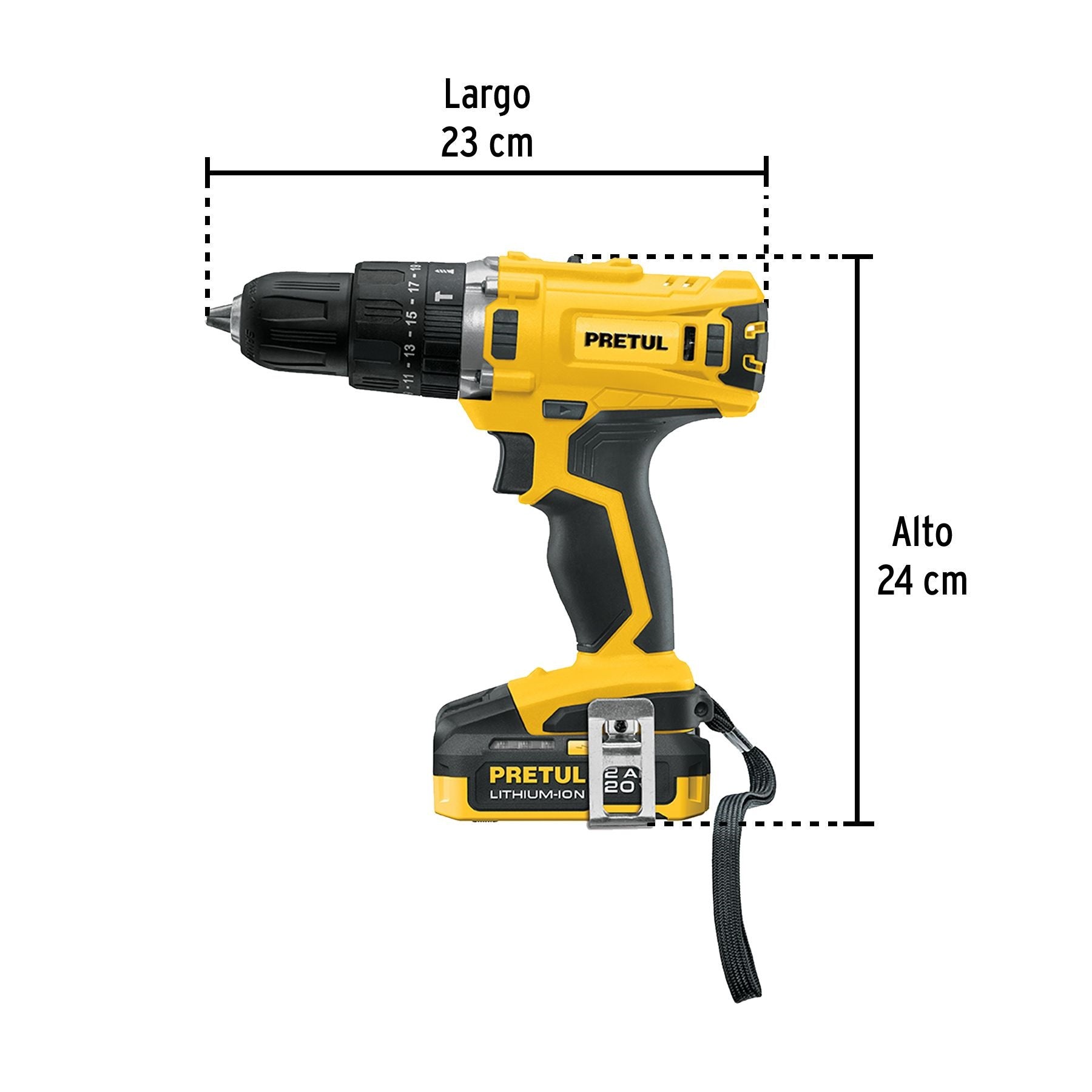 Rotomartillo Destornillador Inalámbrico PRETUL 20V 1/2" con Batería 2Ah